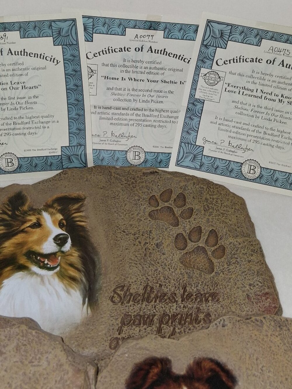 Danbury Mint SHELTIE Wall Hanging Plaques 3 - Home is where your Sheltie - Picture 2 of 6